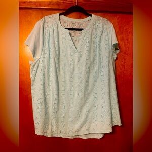 St. John's Bay Sky Blue Eyelet Blouse size 1X